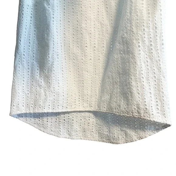 Noble 31 White Eyelet Bishop Sleeve Blouse V-Neck Cotton Size S - Picture 7 of 12